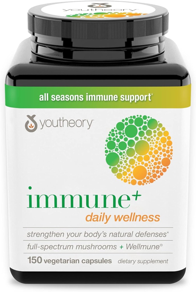 Youteory Immune+ Daily Wellness- Organic Gobe- Beta Glucan- Vitamin C, D3 & cink 150 Vegetarian Caps