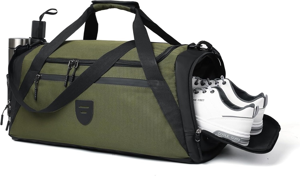 Gym Duffle vrečke za moške in ženske, Velika Duffle vrečka za moške potovanja, Weekend Čez noč Bag z kosom čevljev in mokrega žepa, voda odporna šport Duffle vrečka Gymbag A-TD-003-zelena
