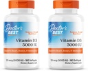 Zdravnikov BEST Vitamin D3 5000IU, Ne-GMO, Gluten & Soy prost, Regulira imunske funkcije, podpira zdrave kosti, bela, brez arome, 180 Število (Pack po 2)