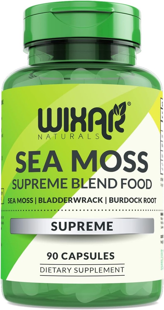 Kapsule organskega morskega mossa - Bladderwrack s koreninskimi kapsulami Burdock - irske tablete Seamoss - močnejši gel kot Sea Moss - Dr Sebi Inspired - Raw Sea Moss Powder - Irish Moss (90 Caps)