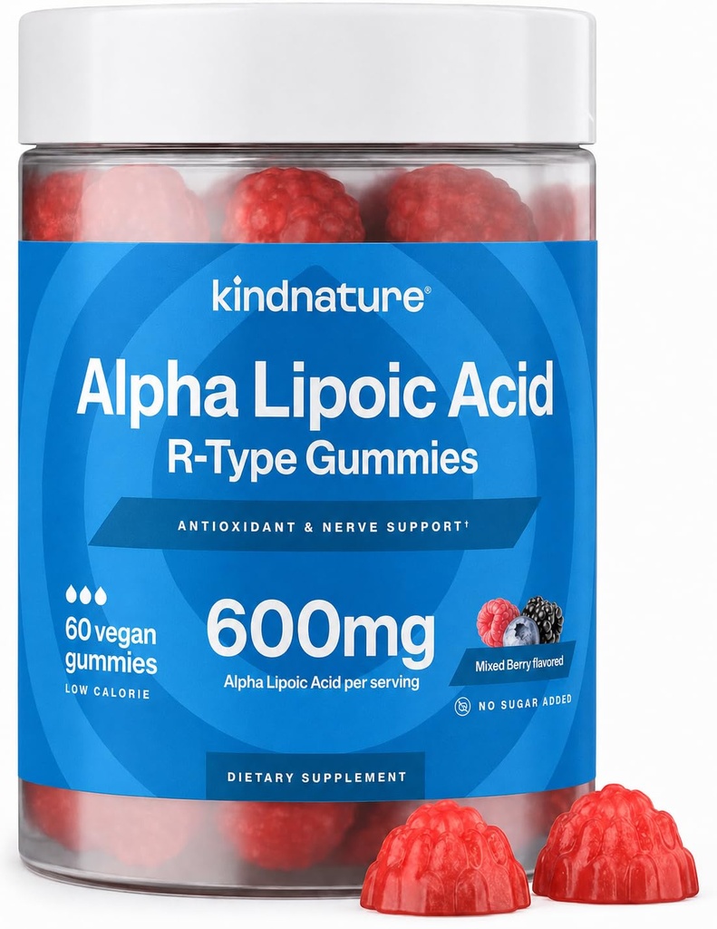 vrsta Alpha lipoična kislina Gumies - Nevropatija dopolnila - Vegan, sladkor brez, nizko kalorie 600 mg ALA dodatek - Pure ALA alfa lipoična kislina 600mg za antioksidant prehranska dopolnila