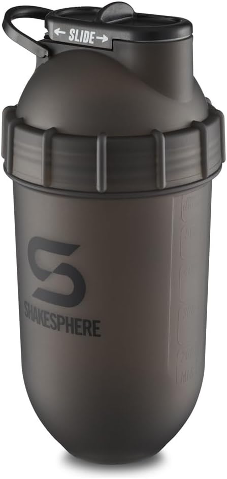 SHAKESPHERE Shaker steklenica - 24oz Leak Proof Proof Protein Shaker steklenica za predworkout, Smoothie, in Powder Drink Mixes, No-Blade mešalnik za gym, BPA-free, Easy Clean & enostaven za prenašanje (Frosted Black)