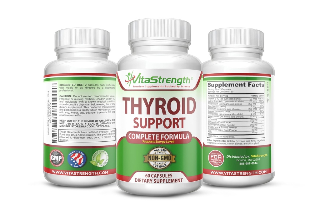 Podpora ščitnice - Popolna Formula za podporo ravni energije z jod, Bladderwrack, Kelp, B12 & Več- ščitnica energije: Boost T4 T3 dodatek - Non-GMO