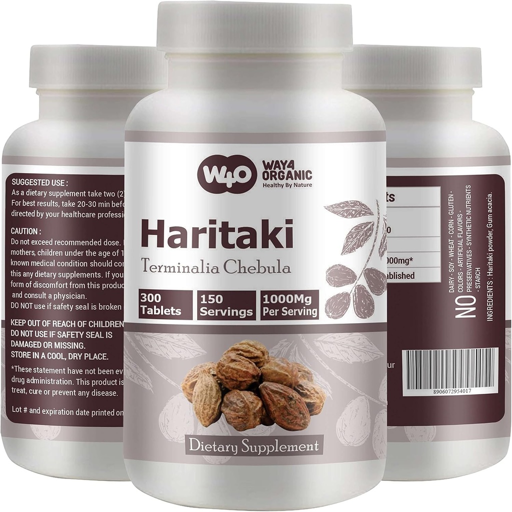 Haritaki kapsule (tablete) – Terminalia Chebula, 300 tablet, 150 servingov, 1000 mg (paket po 1)