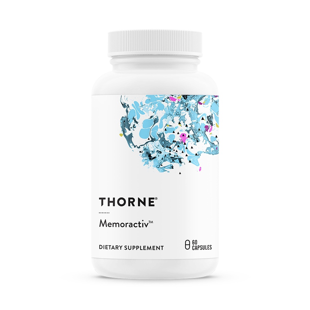 THORNE - Memoractiv - Nootropic Brain Supplement for Focus, Ustvarjalnost, in koncentracija - Ashwagandha, Ginkgo, Lutemax, Bacopa, Pterostilben - Gluten-free, Dairy-free* - 60 Kapsule - 30 Servinges