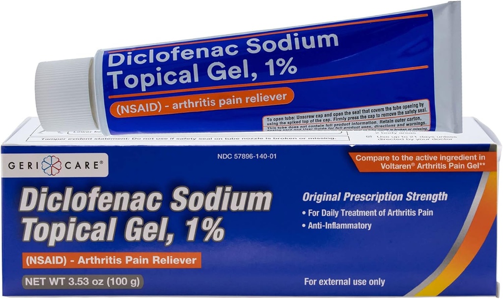 Topikalni artritis Pain Relief Gel Diklofenac Natrijev 1% (NSAID) z GeriCare- ročno zapestje kolena kolena ekstra močna artritis bolečine Reliever- protivnetni artritis bolečine zdravljenje- 3,53oz
