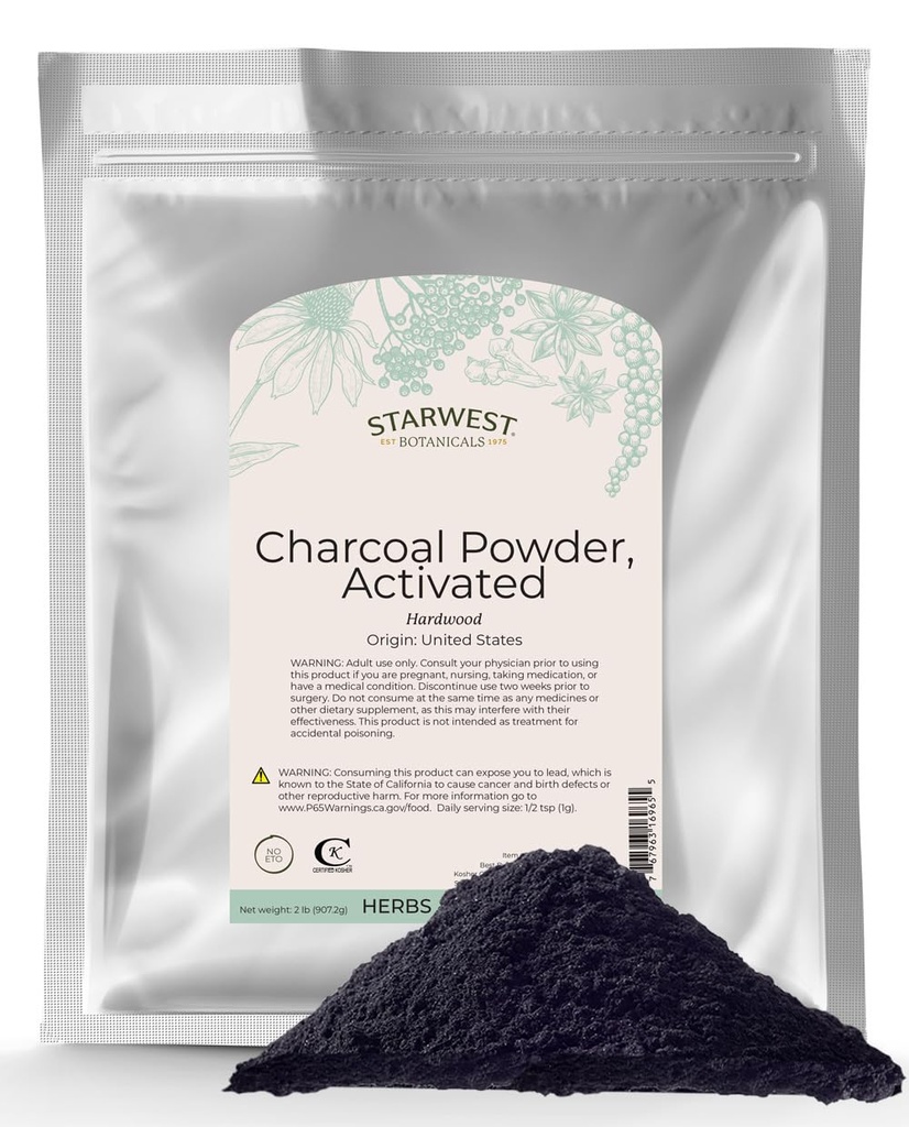 Zvezdnozahodni botaniki Aktivirani Charcoal prašek, 2 funta
