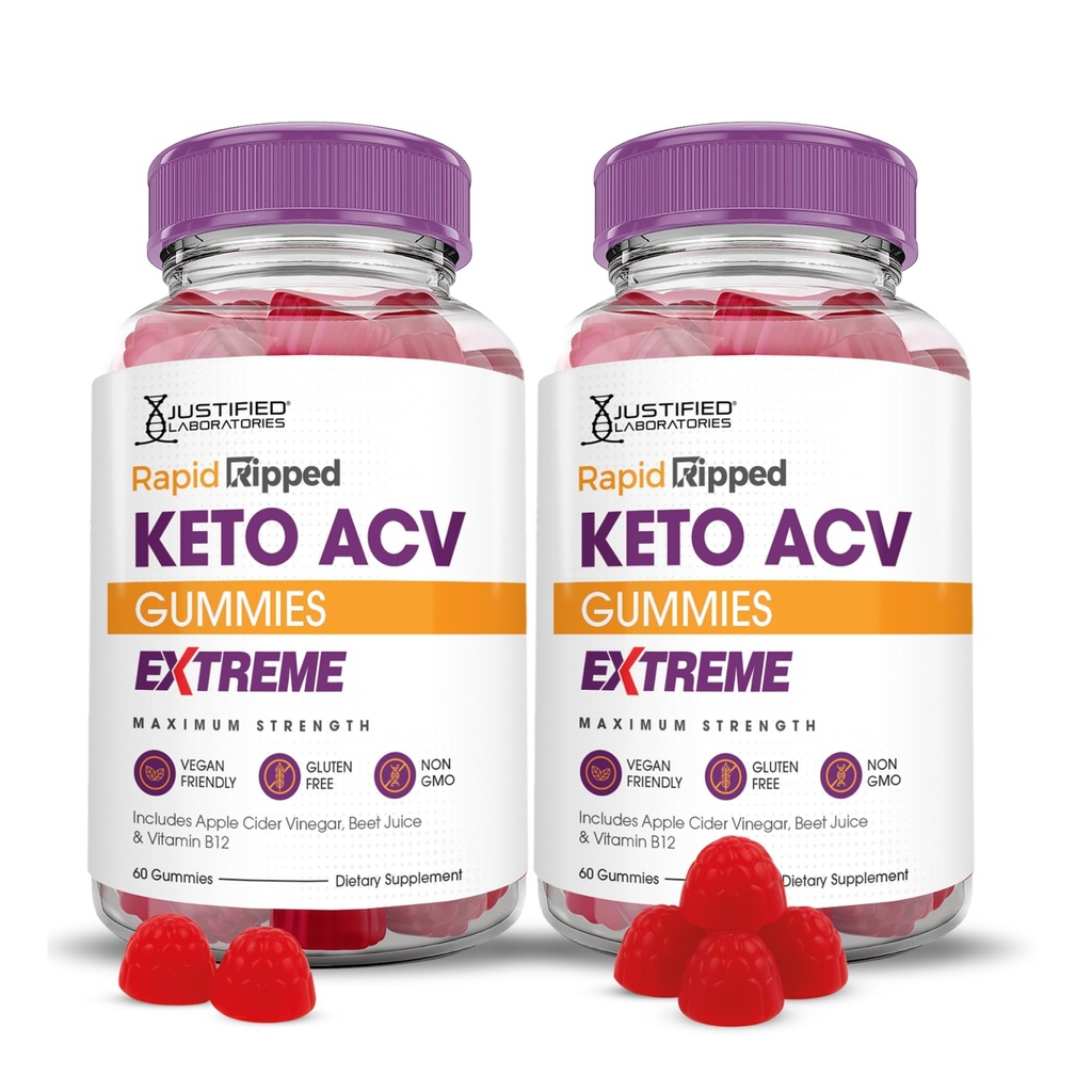 Upravičeni laboratoriji (2 Pack Rapid Ripped Keto ACV Gummies Extreme 2000MG Rapidripped Keto Gummies Apple Cider Vinegar Oblikovan z Granatni beet Juice v prahu B12 Vegan Non GSO 120 Gummies