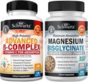 Vitamin B Kompleks z vitaminom C (4 mesece oskrbe) Plus visoka absorpcija Magnezijev bisglicinat Kapsule (4 meseci oskrbe)