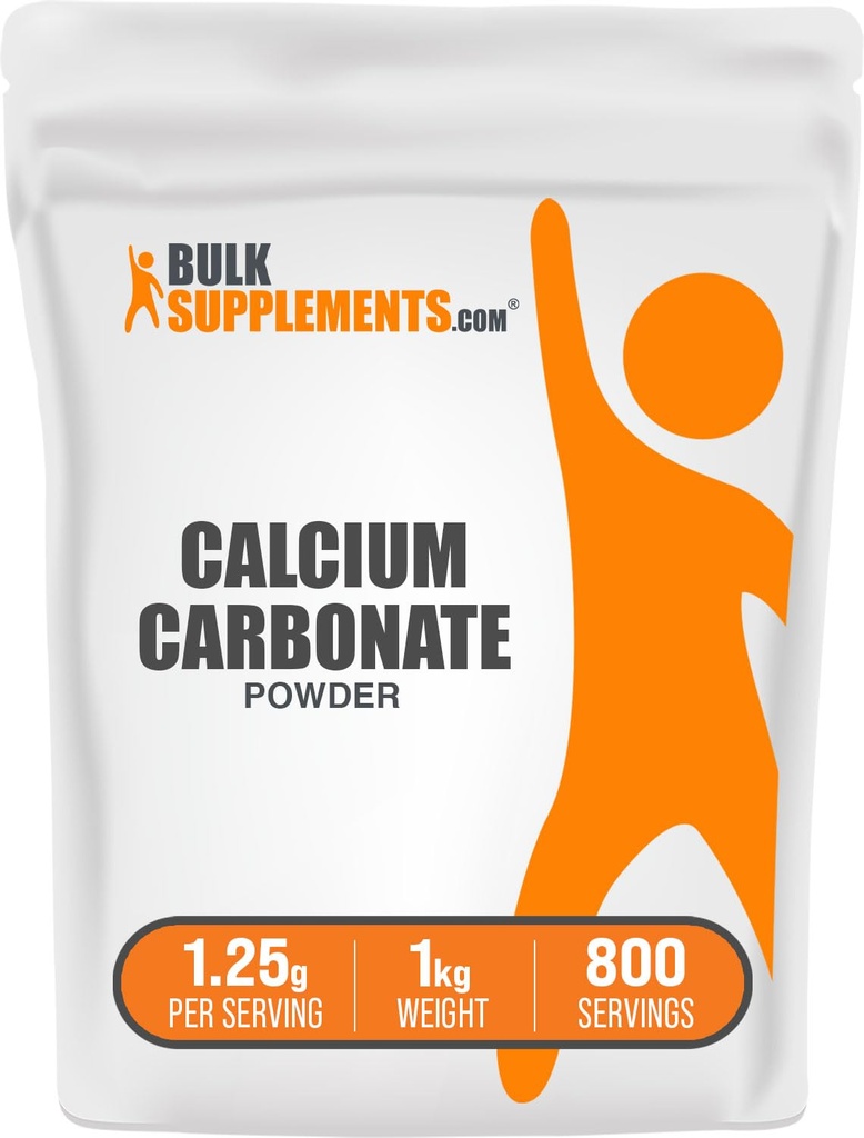 BulkSupplements.com Kalcijev karbonat v prahu - Kalcijev karbonat v hrani stopnja, visoka absorpcija - Gluten prost, 1,25g na serviranje, 1kg (2,2 lbs) (Pack of 1)