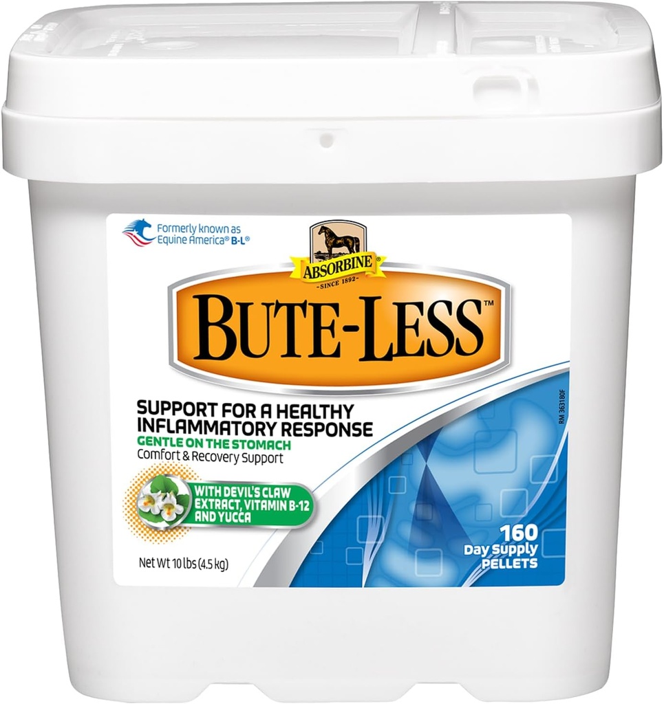 Absorbine Bute-Less Comfort & Recovery podpora dodatek, Zagotavlja dolgotrajno udobje, Nežen na želodcu, Vključuje Hudičev krempelj, vitamin B-12, Yucca, 10 lb / 160 dan dobave