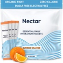 Nectar Hydration Packets – Elektrolitski paketi v prahu – brez sladkorja ali kalorij – Tekoči organski sadeži na dan IV Elektroliti Prašek za dehidracijo in hitro rehidracijo (Pakiranje Orange 18)