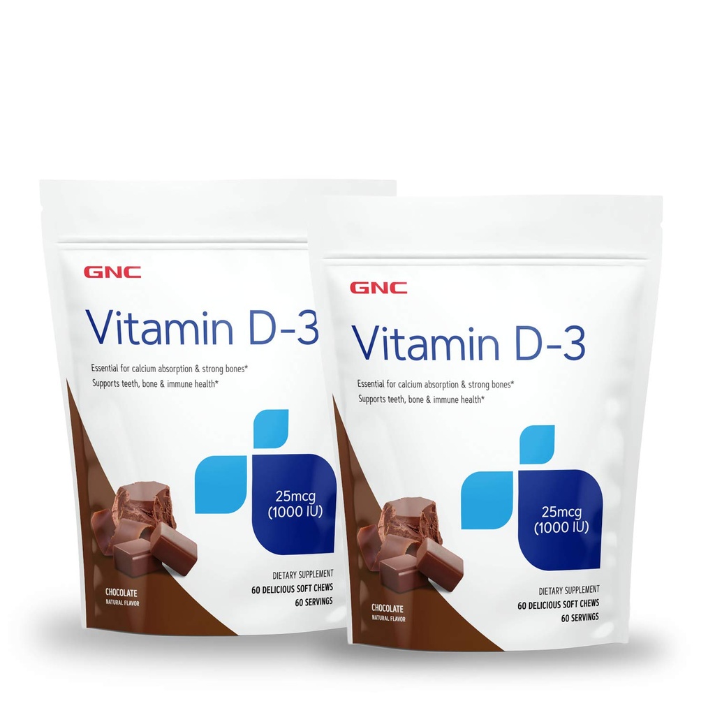 GNC Vitamin D-3 Soft Chews 1000IU - Čokolada - Twin Pack