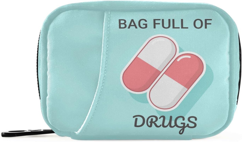 Naanle medicinske tablete tablete Box 7 dan Case Organizator potovanja z zadrgo Prenosni tedenski kompaktna velikost za vitaminski dodatek imetnik Kartuša modro bela 4,6 x 3,14 x 1,88 Palec, 1,0 Count