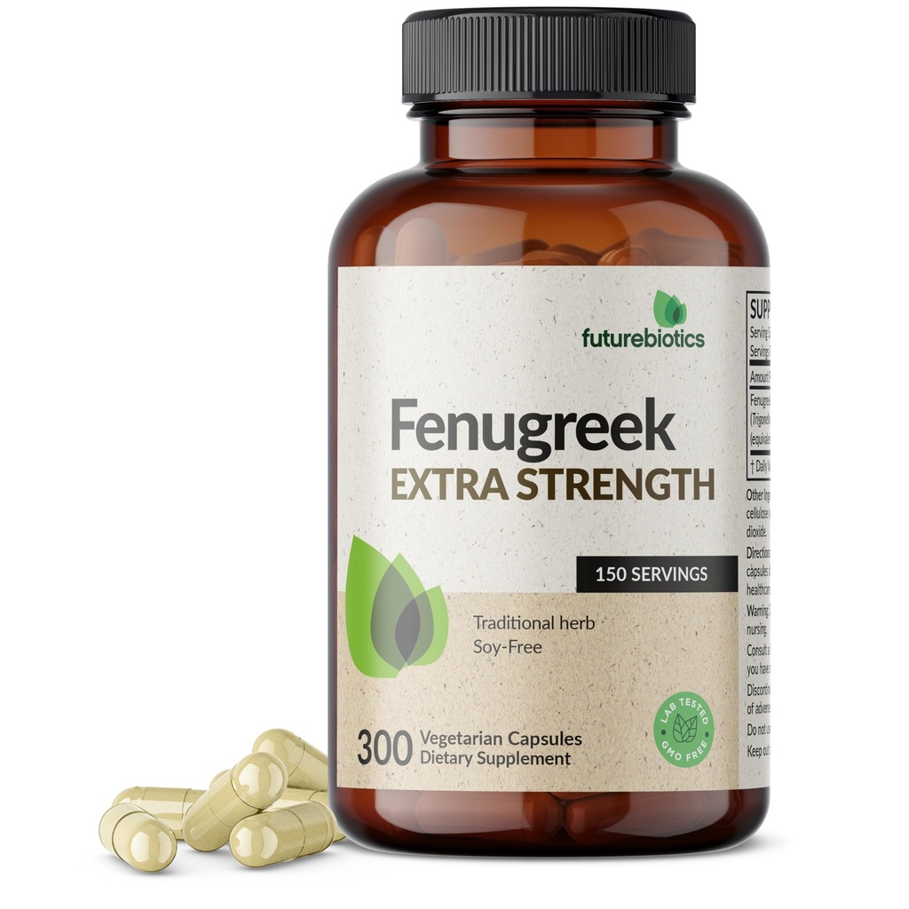 Futurebiotiki Fenugreek Dodatna moč podpira splošno dobro zdravje in dobro počutje, ne-GMO, 300 vegetarijanske kapsule