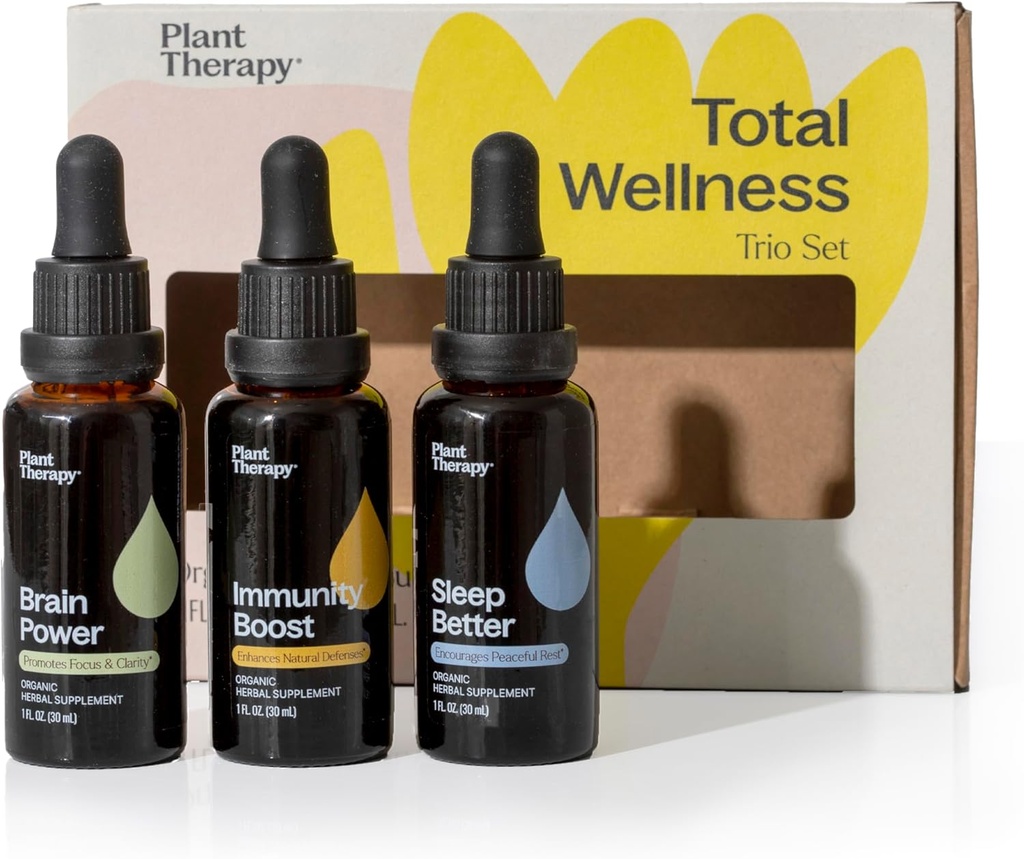 Rastlinska terapija Skupna Wellness Trio Set 30 ml Vsaka od Immunity Boost, moč možganov in bolje spanje