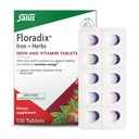 Floradix Železne tablete - Železna dopolnila z B vitamini, folno kislino, vitaminom C & več - energijska podpora - Vegetarian & Gluten-free - 120 tablet (120 obrokov)