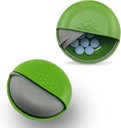 Round Travel Organizator - Prenosne majhne tablete Škatla za torbice - Kompakten, Puh-Proof Medicine Container za tablete, Vitamini, ribje olje, Dodatki - BPA-free, Trajno oblikovanje, 2.75" Inch Green