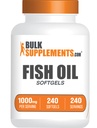 BulkSupplements.com Ribje olje 1000mg Mehkužci - ribje olje dopolnila, Omega 3 Dodatki - Gluten Free, 1 Softgel na Serving, 240 Število (Pack of 1)