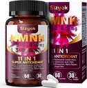 11-v-1 NMNH (dihidronikotinamid mononukleotid), 600 mg na serviranje, NAD+ dodatek z Resveratrolom, CoQ10 za podporo NAD+ Ravni, NMNH dodatek za preprečevanje staranja, 60 Štetje, 30 dan dobave-98