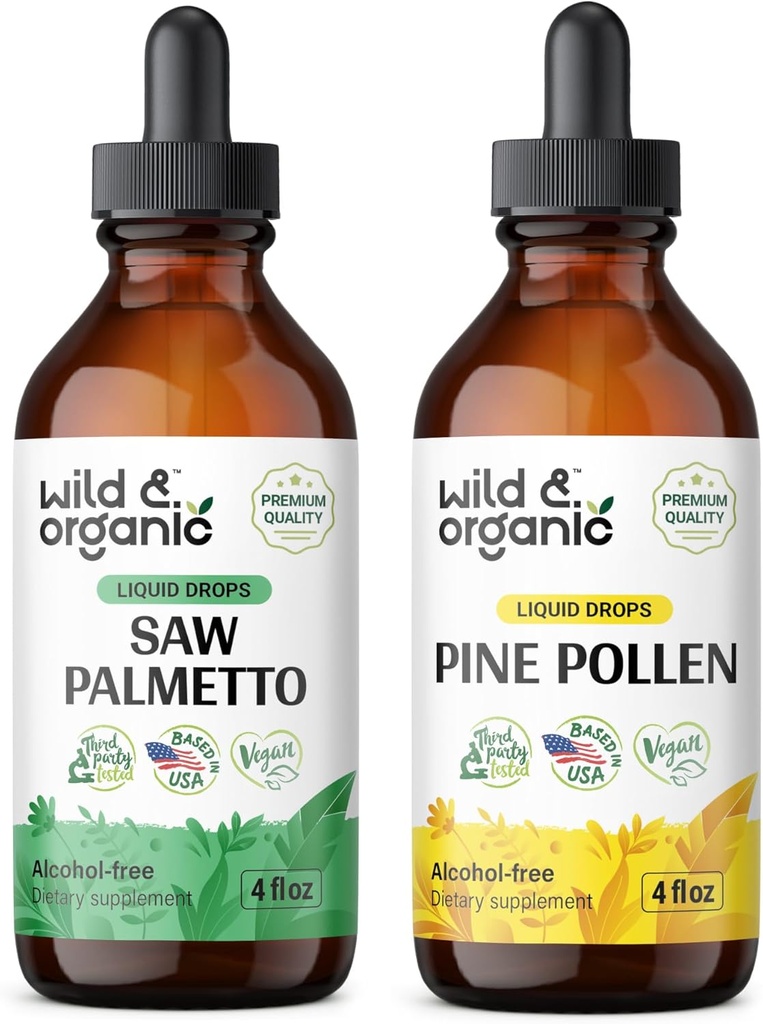 Divja in organska žaga Palmetto Tinktura 4 fl oz & pine Pollen Tinktura 4 fl oz