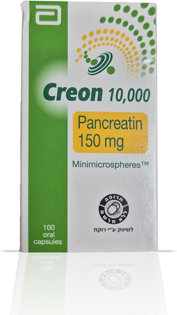 Creon 10.000 Enzyme dodatek za nezadostnost trebušne slinavke - podpira prebavo z lipazo, Protease, Amylase - 100 kapsul