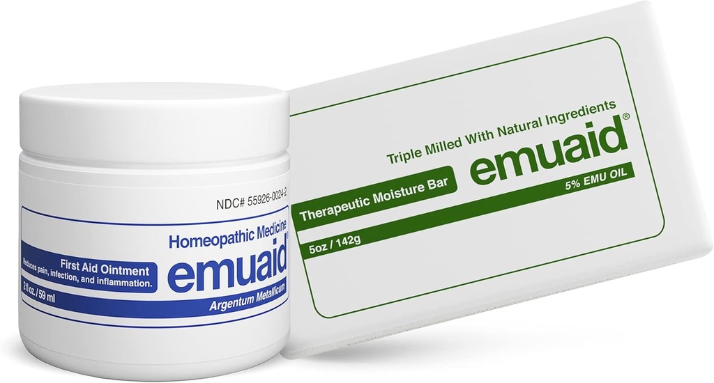 Emuaid Eccema Popravila komplet Redna moč 2oz z terapevtsko vlažne Bar je primerna tudi za Lichen Planus, Bed Sores, Ringfilm in razpokan pete