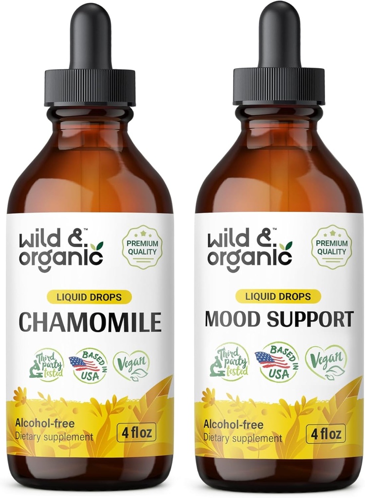 Divja in organska kamilica Tinktura 4 fl oz & Mood podpora Tinktura 4 fl oz