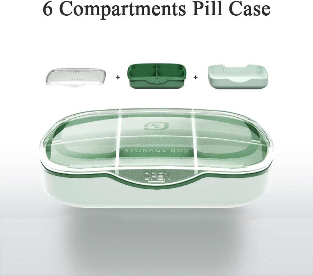 Organizator potovalne tablete Box, 6 Compartment Weekly Medicine Primer Opomnik za Purse Pocket, Dnevna lekarna kontejner, Imetnik zdravila Dispenser za ribje olje, Vitamin, Cod Jetrna olja, Dopolnilo