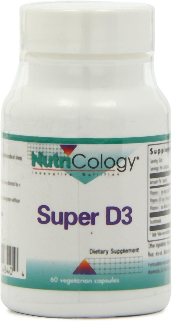 Nutrikologija Super D3 prehranska dopolnila - podpora za kosti in imunski sistem, holekalciferol s C & E, vegetarijanske kapsule, brez glutena - 60