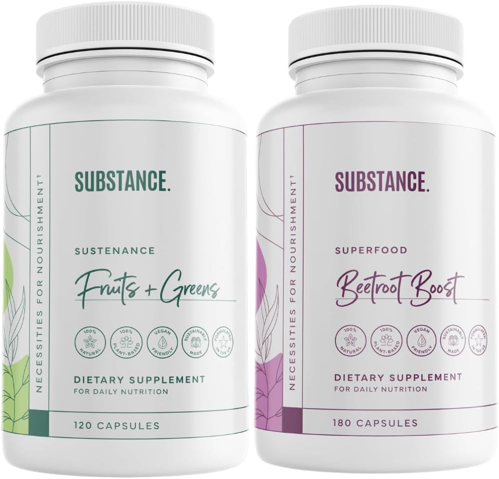 Učinkovina. Sveženj: Dnevni sadeži in vegetarijanci (120 kapsul) + Boost pese (180 kapsul) - Naravna energija Boost & splošno Wellness - US Made, Vegansko-prijateljski
