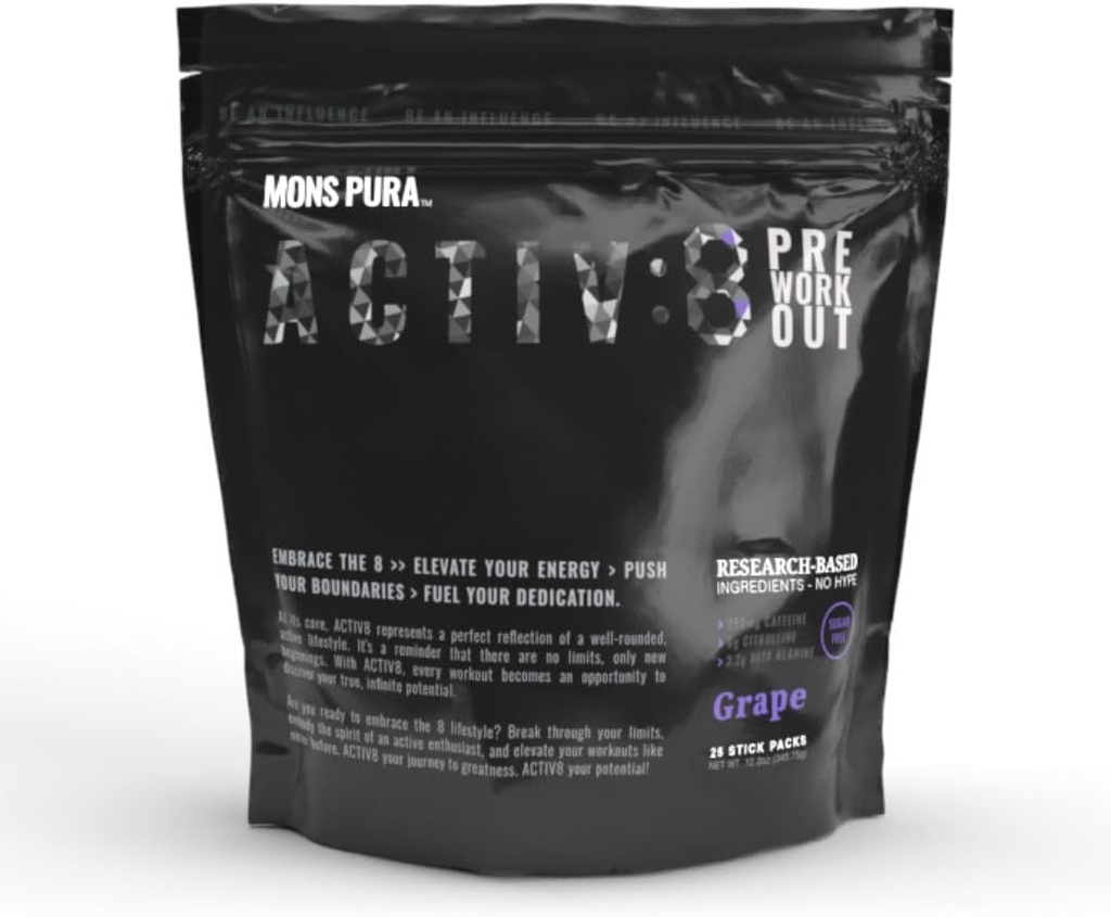 Activ8 Grozdni predworkout 25 Strežniki 250mg kofeina