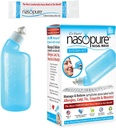 Nazopure Nazal Wash, System Kit, “Nicer Neti Pot” Sinus Wash Kit, Udobno nosna cev 8 Oz Steklenica & 20 Sol Packets (3,75 Grams vsak), Nasal Congestion, hladno, gripa, alergija, Nazal namakanje
