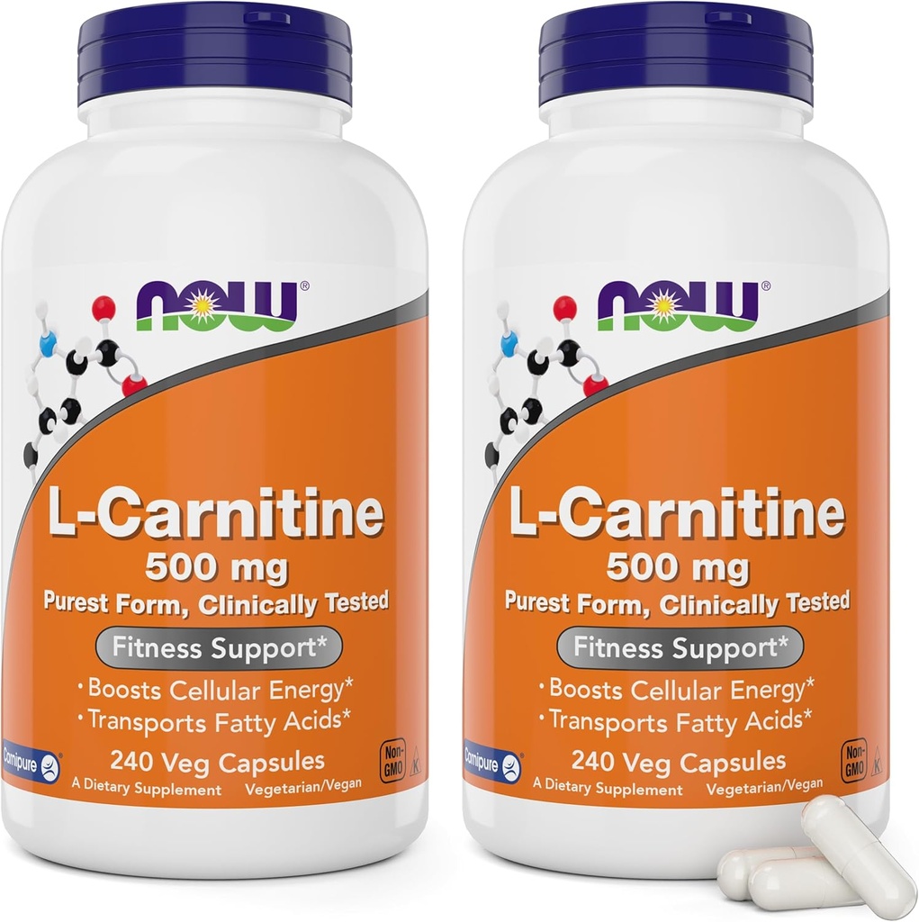 NOW Foods L-Carnitine 500 mg, 240 Veg Caps (Pack z 2)