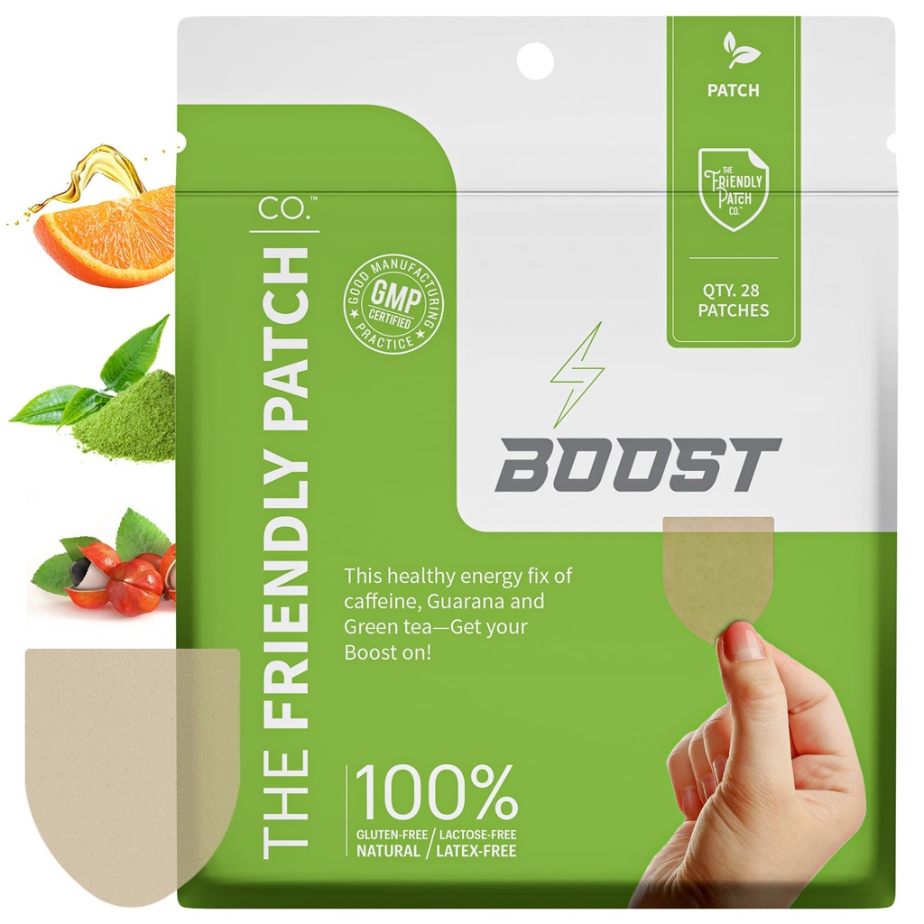 Prijazni obliž Boost Energy Patch - 28 dnevna dobava - Energy & Focus Patches, Caffeine, Guarana - Clarity & Energy - Powered, Focus - Wellness Patches