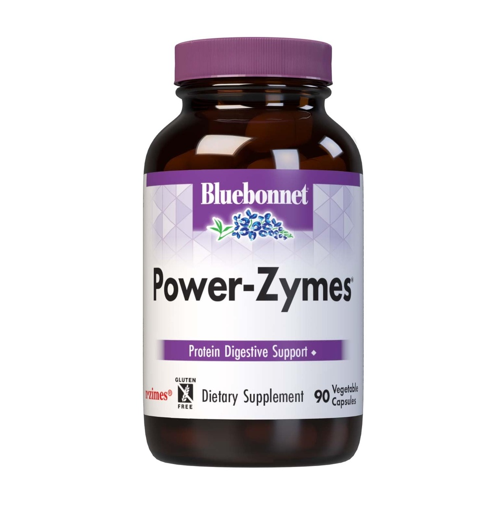 Bluebonnet Nutrition Power-Zymes, Protein Digestive Support*, Soy-free, Gluten-free, Dairy-free, 90 Zelenjavne kapsule, 90 Serving