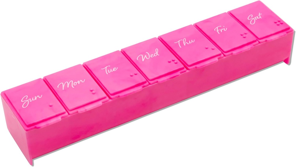 EZY DOSE Weekly (7-Day) Dnevne tablete Primer, Medicine Planner, Vitamin Organizator, Dopolnilo Container, Priročno in enostavno za uporabo, Veliki oddelki, Pink, Potovanja prijateljski, Made in The ZDA, BPA Free
