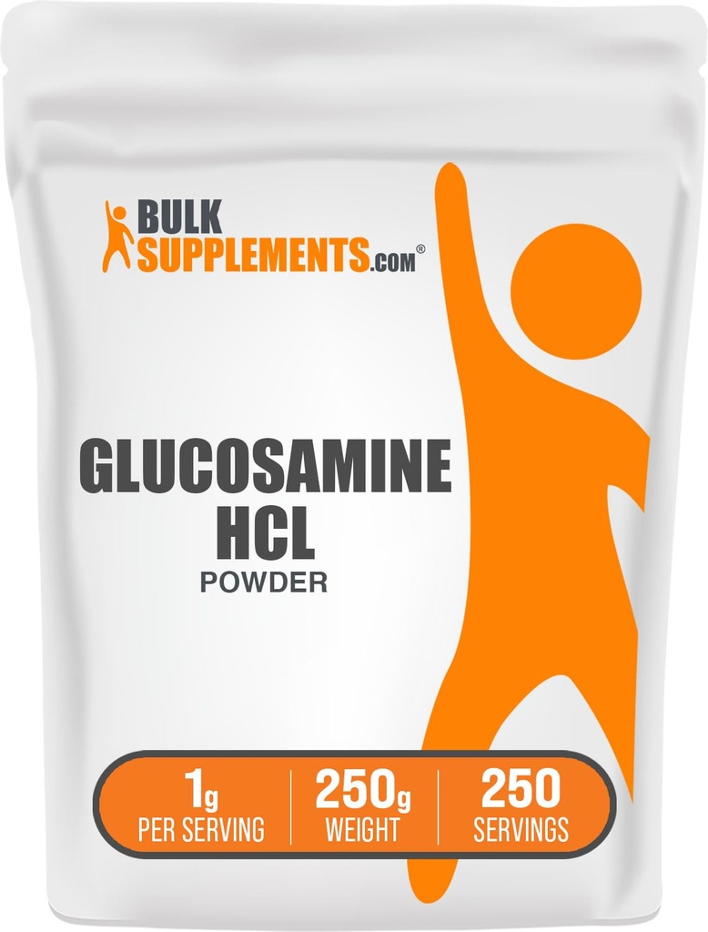 BulkSupplements.com Glukozamin HCl v prahu - Glukozamin dodatek, dodatek za podporo - Gluten Free, 1g na serviranje, 250g (8.8 oz) (Pack of 1)