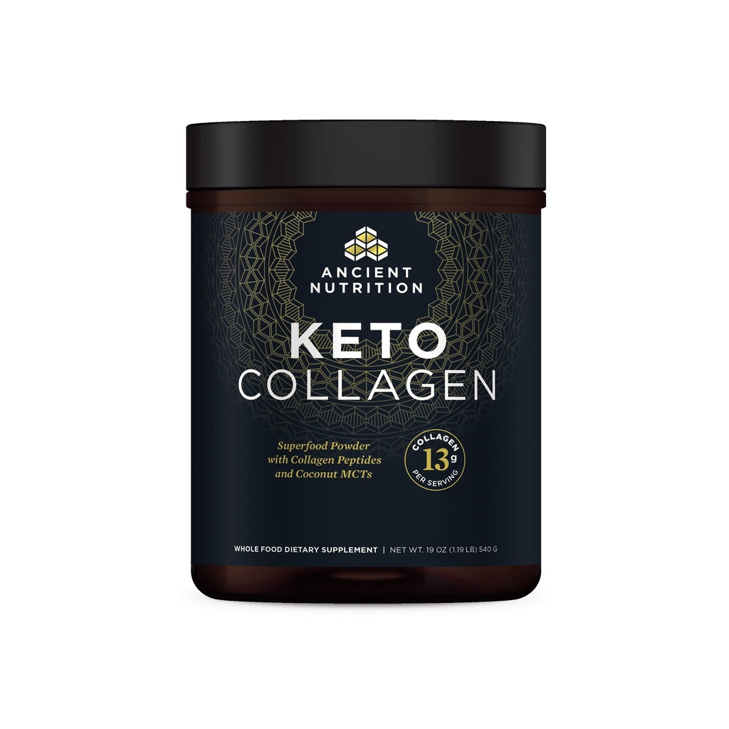 Ancient Nutrition Keto Collagen Powder Drink Mix, Keto Diet Supplement z MCT, hidrolizirani kolagen Peptides za podporo zdrave kože in sklepov, 30 Serving, 19 oz (Packaging May Vary)