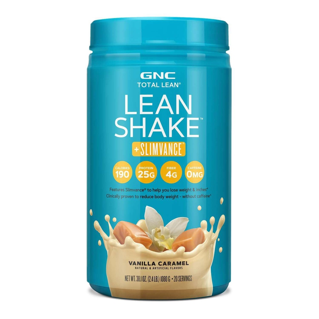 GNC skupni lean Shake + Slimvance, kofein brez beljakovin v prahu, pomaga zmanjšati telesno težo, Vanilla Caramel, 20 Serving