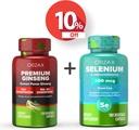 ORZAX Premium Ginseng 120 Vegabilne kapsule in Selen 200 Mg 180 Vegabilne kapsule, paket