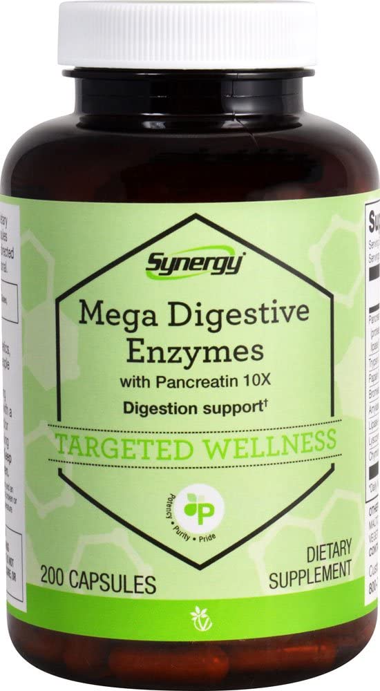 Vitacost Synergy Mega Digestive Enzymes z zdravilom Pancreatin 10X - 200 kapsul