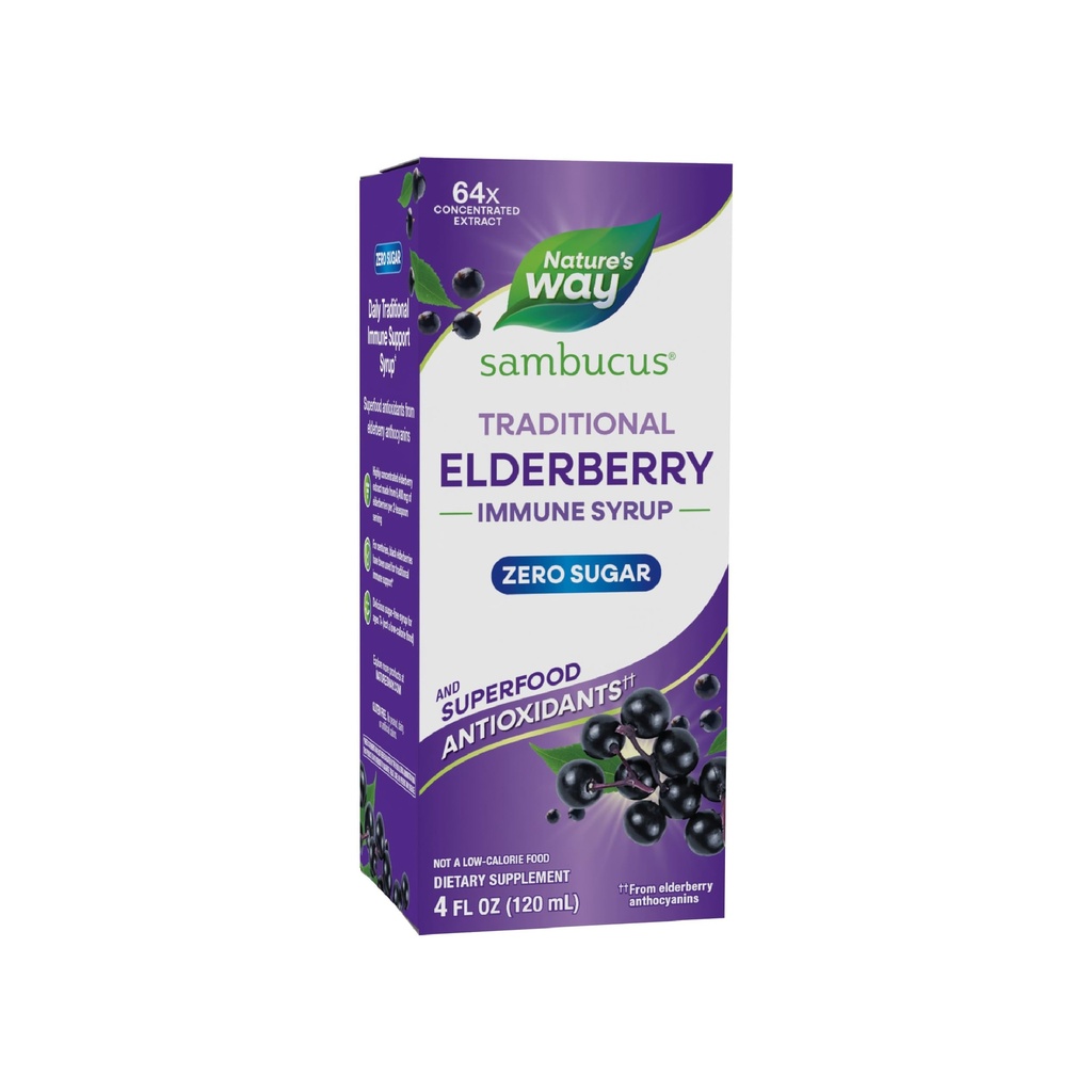 Naravna pot Sambucus Zero Sugar Tradicionalni imunski sirup, Zelo koncentrirani izvleček črnega jagodičja, Tradicionalna Imunska podpora*, z Superfood Antioksidanti(1), 4 Fl Oz (Packaging May Vary)