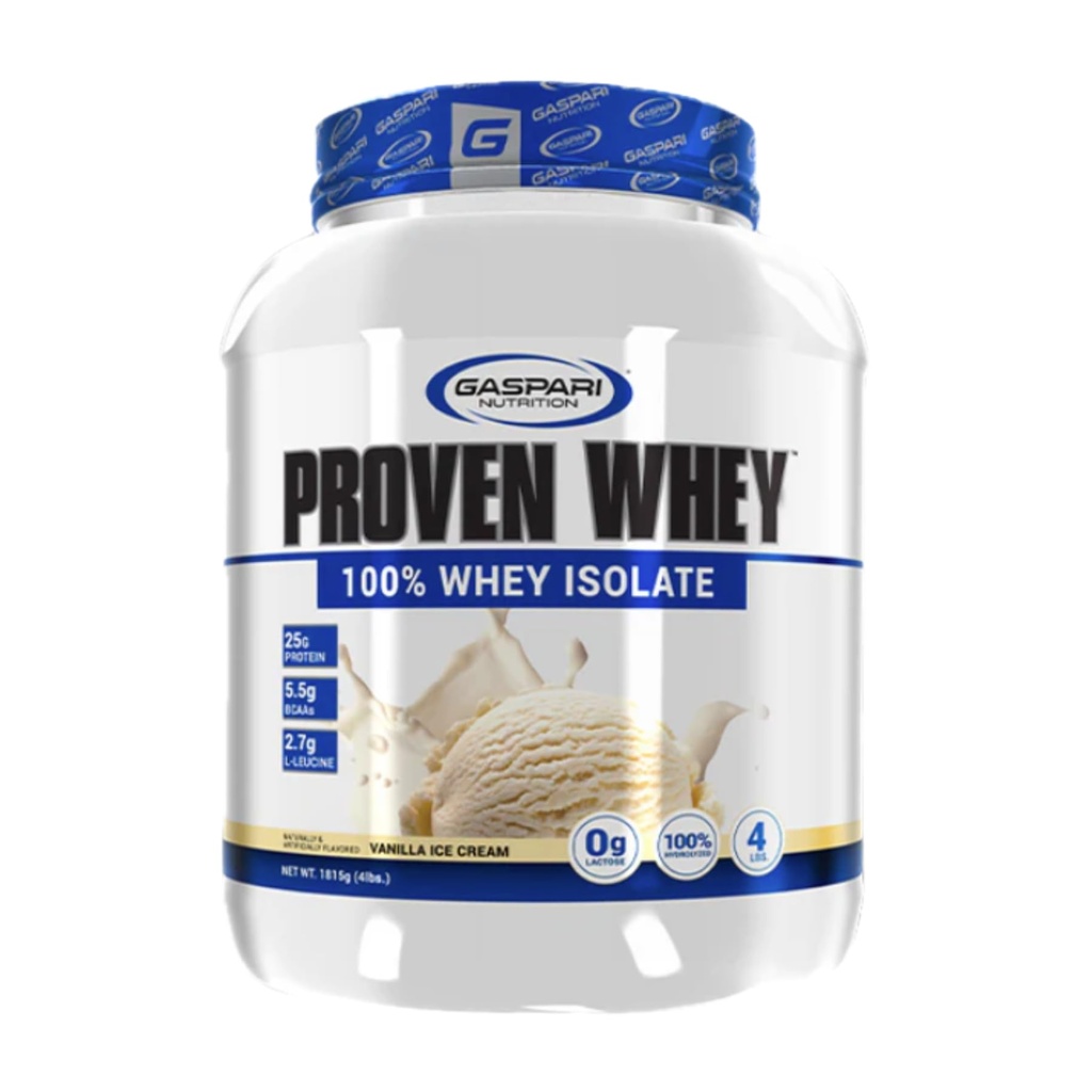 Gaspari Nutrition Proven Whey, 100% Hydrolyzed Whey Isolate, High Protein, Lactose Free, Low Carbohydrate and Low Sugar (4lb, Vanilla Ice Cream)