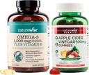 NatureWise Omega-3 ribje olje 1000mg z E 180-Count+ Jabolčni vinski kis 500mg z B12, 60-Count (Vegan Gummy) - paket za srce, oči, prebavnega zdravja - Gluten prost, soja-free, Non-GMO