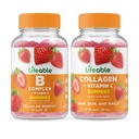 Življenjski B Complex + Kolagen & Vitamin C, Gummies Bundle - odličen okus, Vitamin dopolnilo, Gluten brezplačno, GSO brezplačno, Žvečljivi Gummy