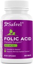 Safrel Folna kislina 400 μg - vitamin B9-400 tablete, Esencialni prenatalni in postnatalni vitamini za razvoj ploda, proizvodnjo rdečih krvnih celic, razvoj celic in nevronov 