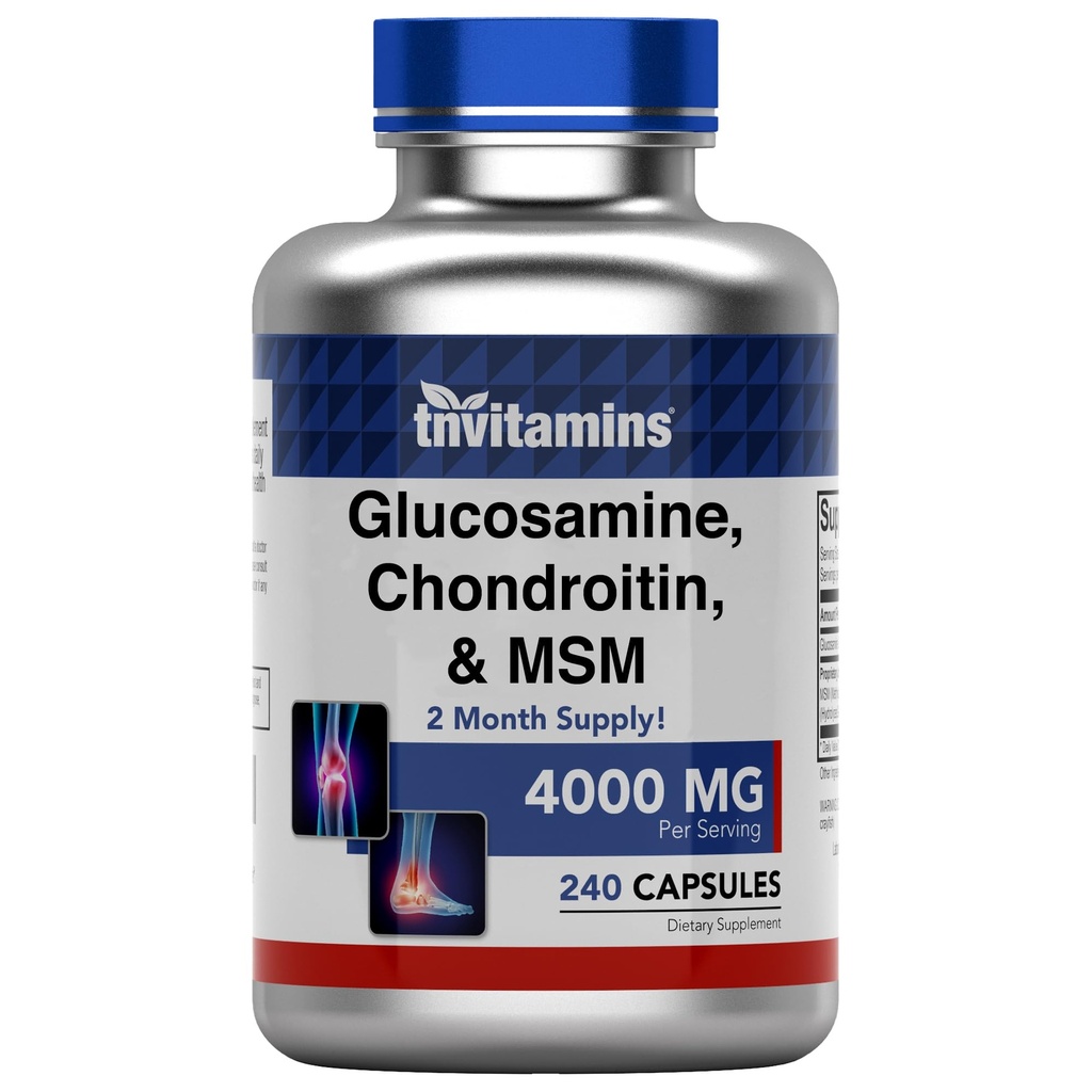 tnvitamini Glukozamin, Chondroitin, & MSM (4000 MG - 240 kapsul) za moške in ženske 