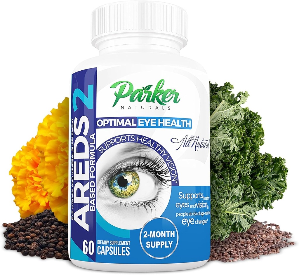 Parker Naturals Optimal Eye Health Vitamin & Mineral Supplement, Eye Supplements & Vitamini za vid z vitaminom C & E, Lutein & Zeaksantin dopolnila, 60 Caps