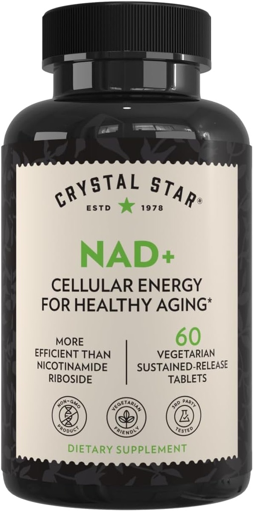 Crystal Star NAD+ (60 tablet) - Patented NAD za celično energijo in zdravo staranje - klinično dokazano učinkovitejši od nikotinamida Riboside - 30 dnevna dobava - Non-GMO